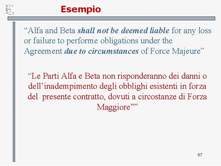 Esempio “Alfa and Beta shall not be deemed liable for any loss or failure