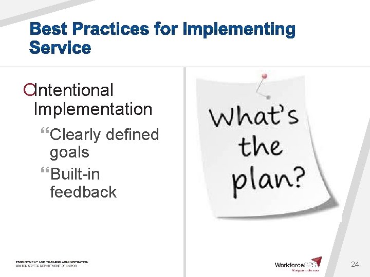 ¡Intentional Implementation }Clearly defined goals }Built-in feedback 24 