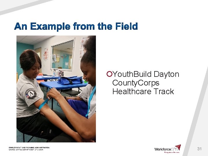 ¡Youth. Build Dayton County. Corps Healthcare Track 31 