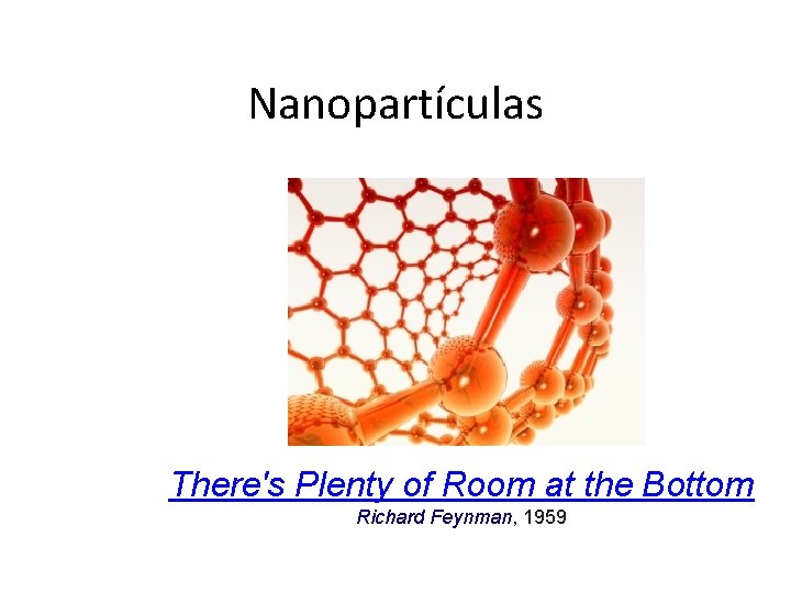 Nanopartículas There's Plenty of Room at the Bottom Richard Feynman, 1959 