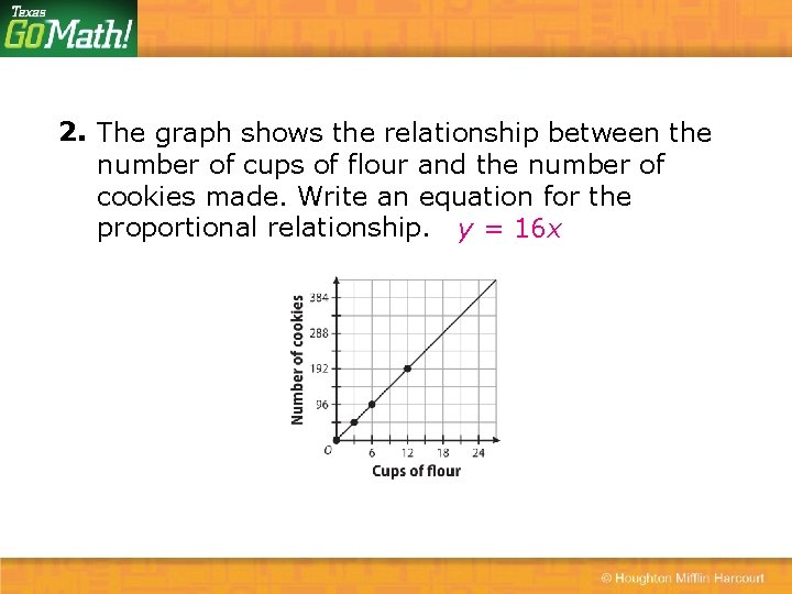 2. The graph shows the relationship between the number of cups of flour and