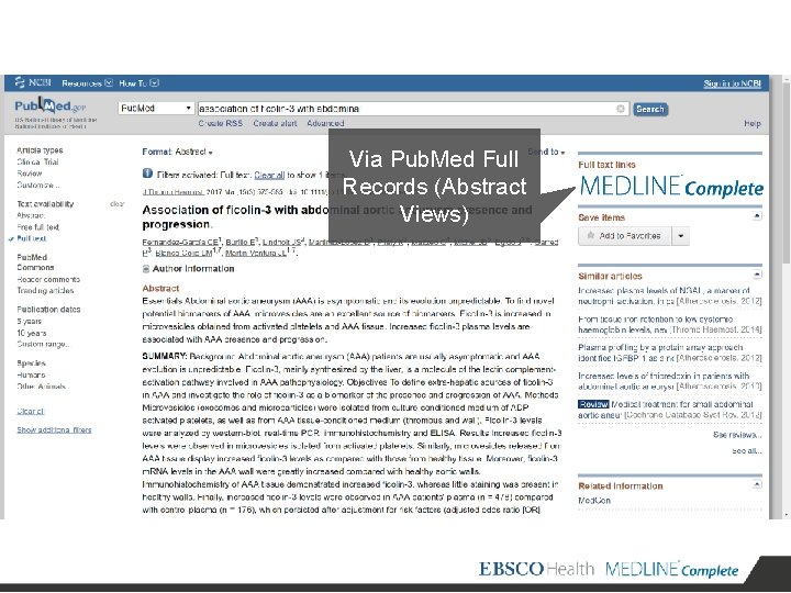 Via Pub. Med Full Records (Abstract Views) 
