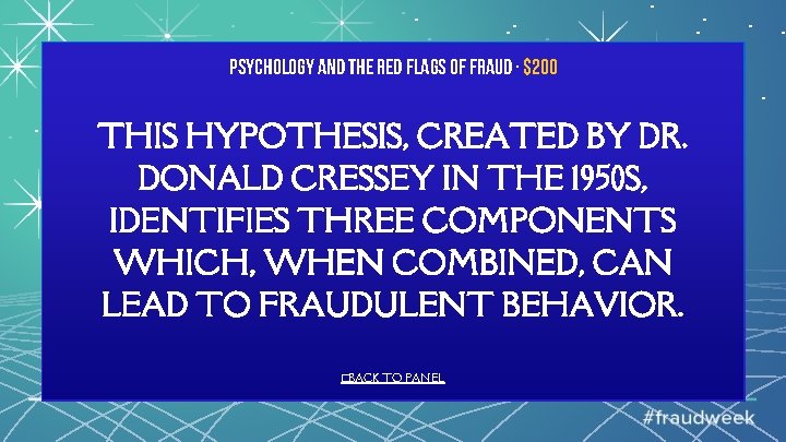 Psychology and the Red Flags of Fraud · $200 THIS HYPOTHESIS, CREATED BY DR.