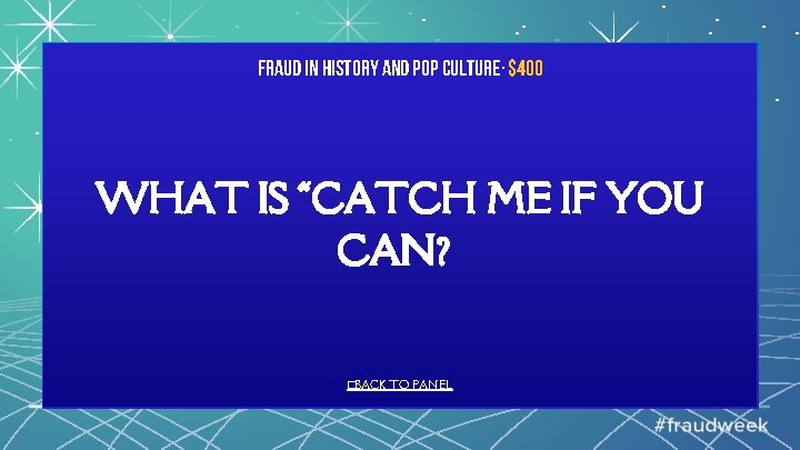 Fraud in History and Pop Culture· $400 WHAT IS “CATCH ME IF YOU CAN?