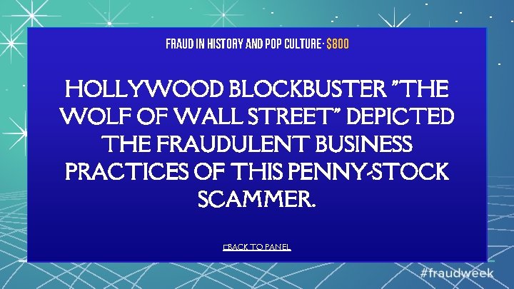 Fraud in History and Pop Culture· $800 HOLLYWOOD BLOCKBUSTER "THE WOLF OF WALL STREET"