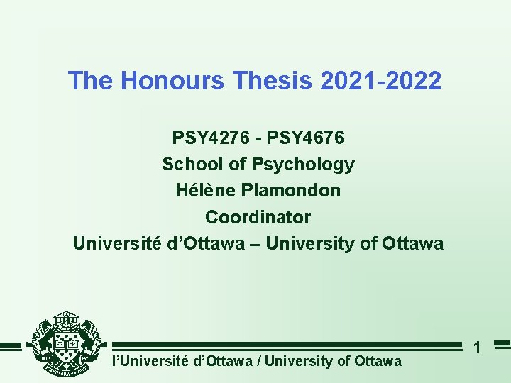 uottawa psychology honours thesis