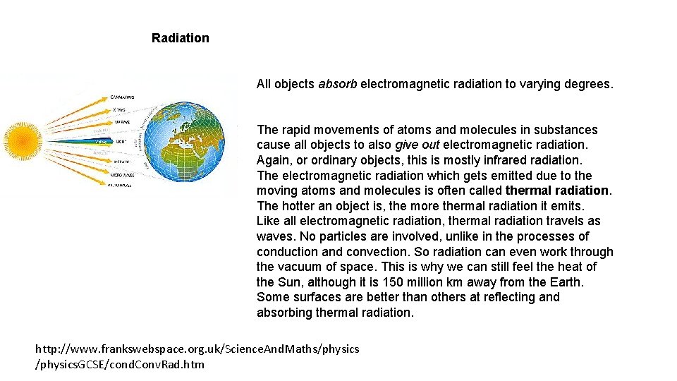 Radiation All objects absorb electromagnetic radiation to varying degrees. The rapid movements of atoms