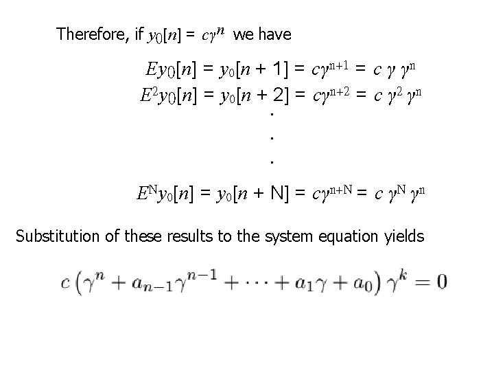 Therefore, if y 0[n] = cγ n we have Ey 0 [n] = y