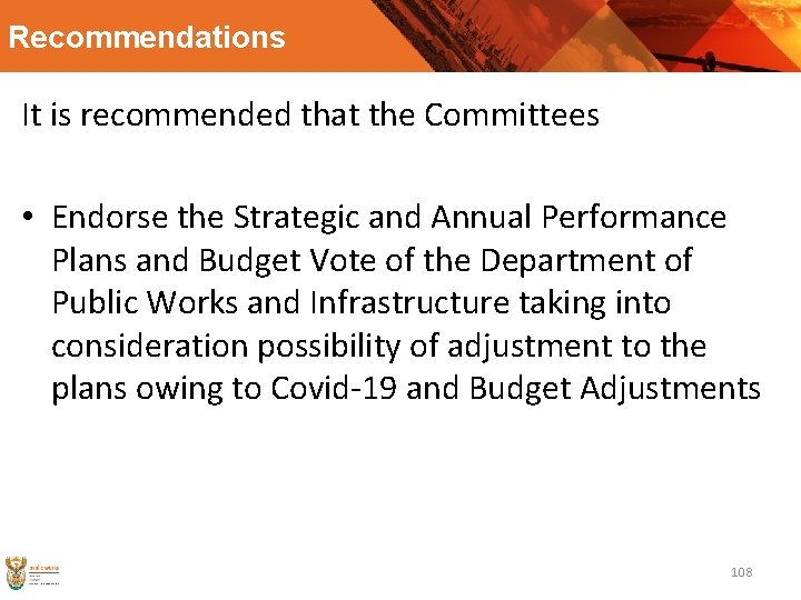 Recommendations It is recommended that the Committees • Endorse the Strategic and Annual Performance