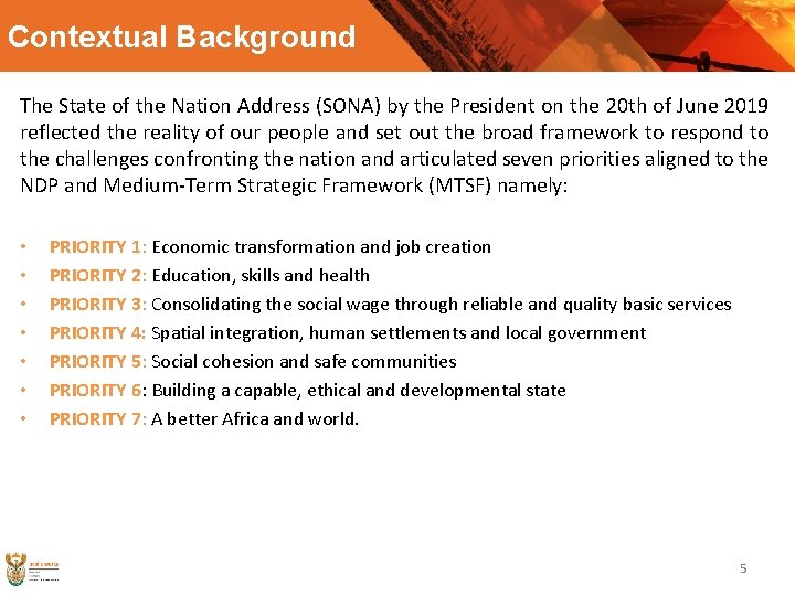 Contextual Background The State of the Nation Address (SONA) by the President on the