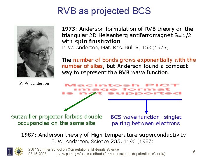 RVB as projected BCS 1973: Anderson formulation of RVB theory on the triangular 2