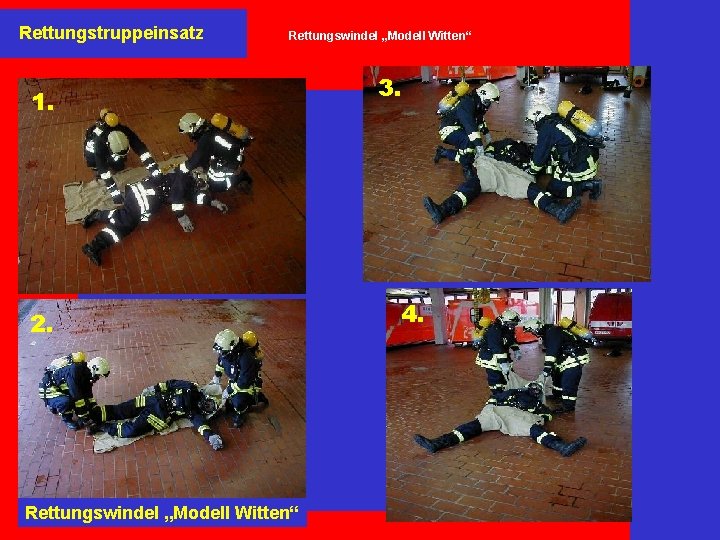 Rettungstruppeinsatz Rettungswindel „Modell Witten“ 1. 2. Rettungswindel „Modell Witten“ 3. 4. 