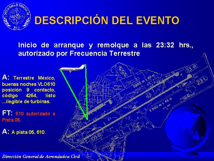 DESCRIPCIÓN DEL EVENTO Inicio de arranque y remolque a las 23: 32 hrs. ,