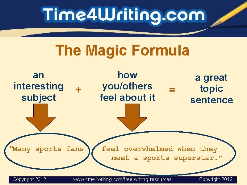 The Magic Formula an interesting subject + "Many sports fans Copyright 2012 how you/others