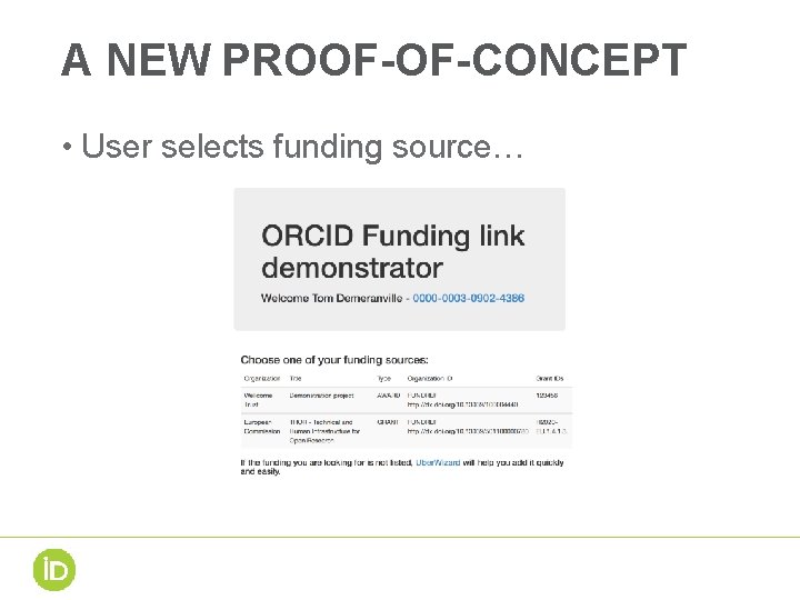 A NEW PROOF-OF-CONCEPT • User selects funding source… 