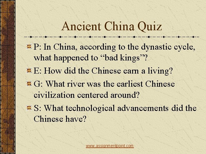Ancient China Quiz P: In China, according to the dynastic cycle, what happened to