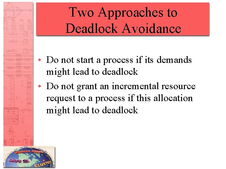 Two Approaches to Deadlock Avoidance • Do not start a process if its demands