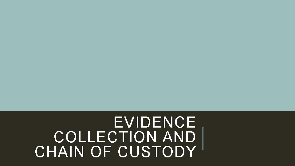 EVIDENCE COLLECTION AND CHAIN OF CUSTODY 