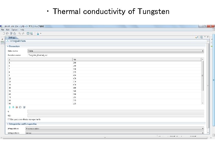 ・ Thermal conductivity of Tungsten 