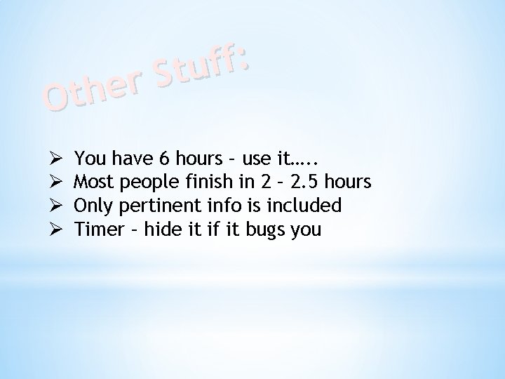 : f f u t S r e h Ot Ø Ø You have