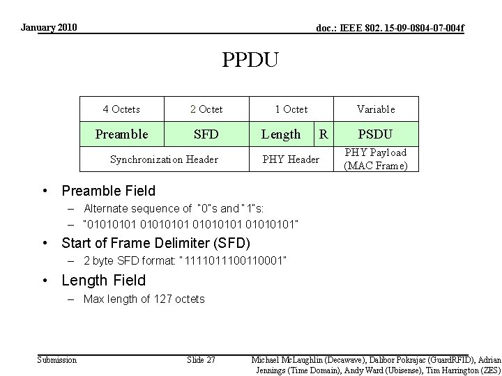 January 2010 doc. : IEEE 802. 15 -09 -0804 -07 -004 f PPDU 4