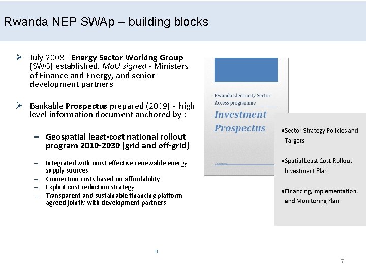 Rwanda NEP SWAp – building blocks Ø July 2008 - Energy Sector Working Group