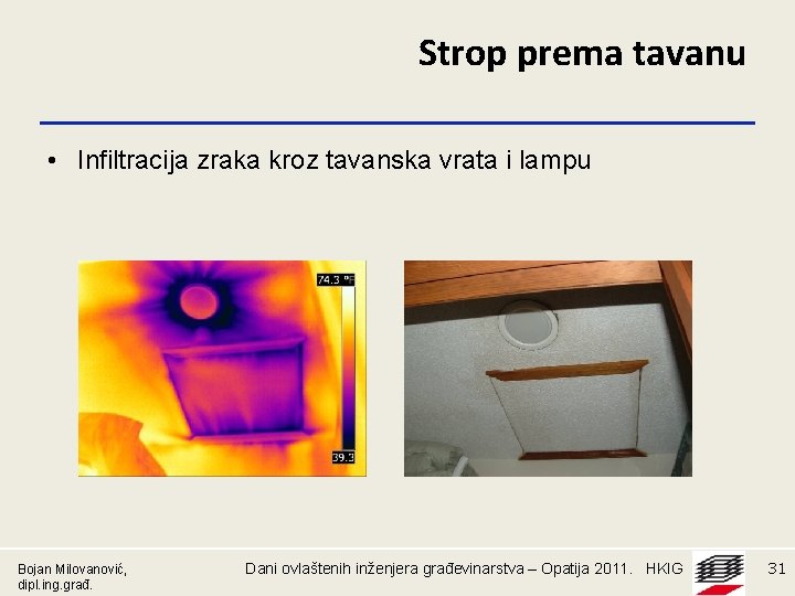 Strop prema tavanu • Infiltracija zraka kroz tavanska vrata i lampu Bojan Milovanović, dipl.