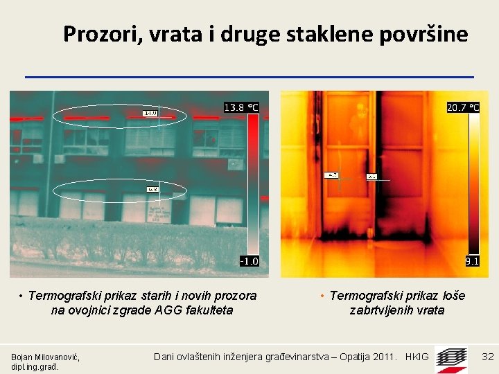 Prozori, vrata i druge staklene površine • Termografski prikaz starih i novih prozora na