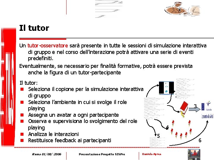 Il tutor Un tutor-osservatore sarà presente in tutte le sessioni di simulazione interattiva di