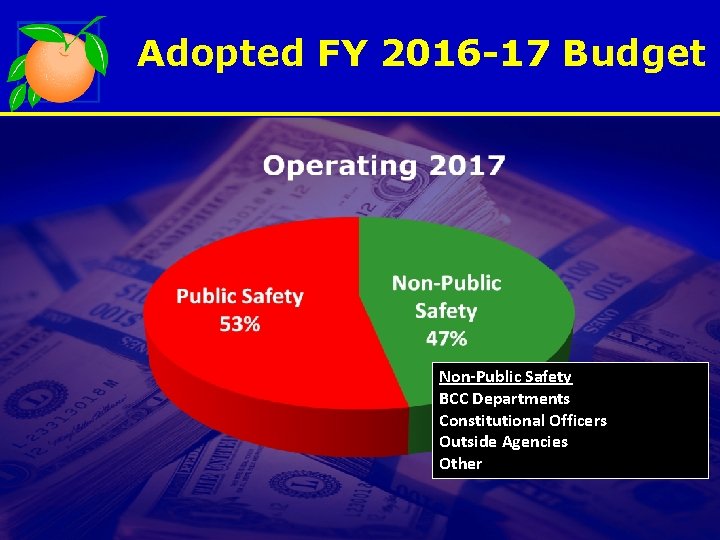 Adopted FY 2016 -17 Budget Non-Public Safety BCC Departments Constitutional Officers Outside Agencies Other