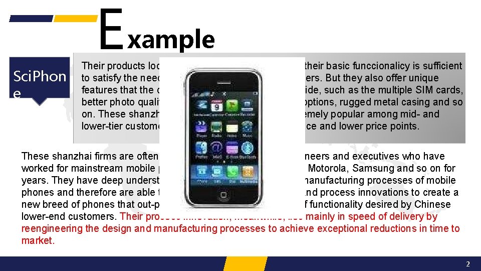 E xample Sci. Phon e Their products look very similar to the i. Phone