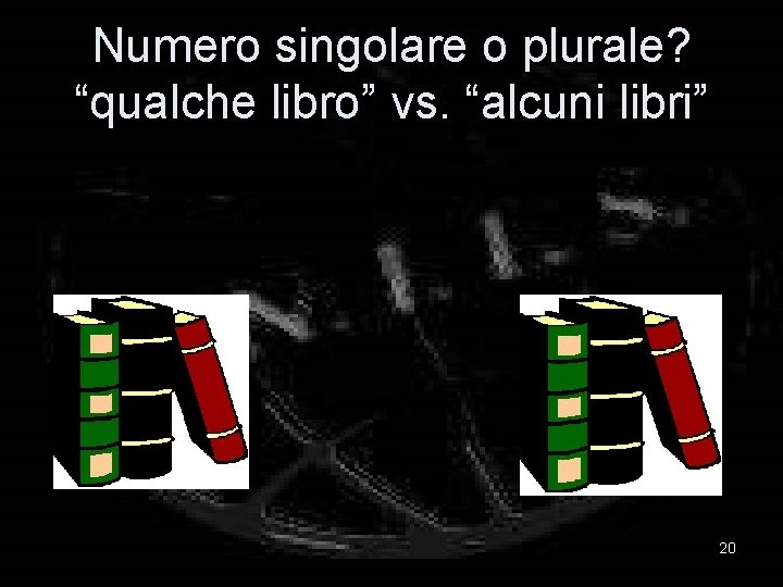 Numero singolare o plurale? “qualche libro” vs. “alcuni libri” 20 