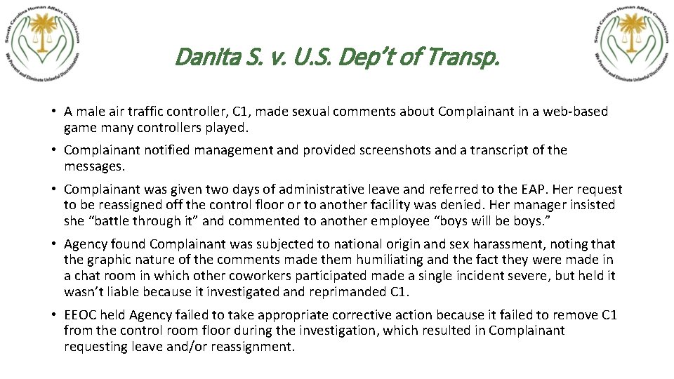 Danita S. v. U. S. Dep’t of Transp. • A male air traffic controller,