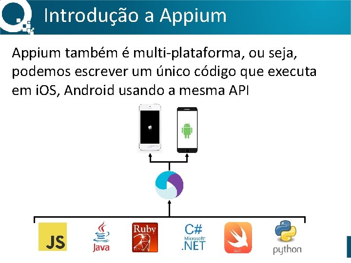 Introdução a Appium também é multi-plataforma, ou seja, podemos escrever um único código que