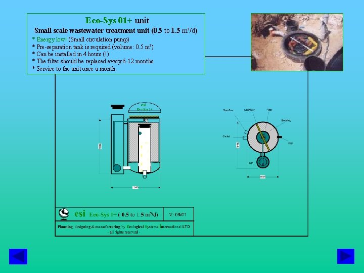 Eco-Sys 01+ unit Small scale wastewater treatment unit (0. 5 to 1. 5 m³/d)