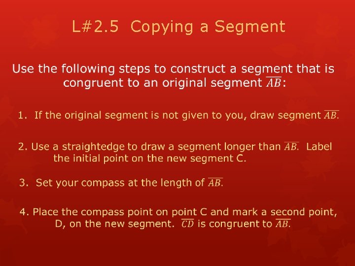 L#2. 5 Copying a Segment 