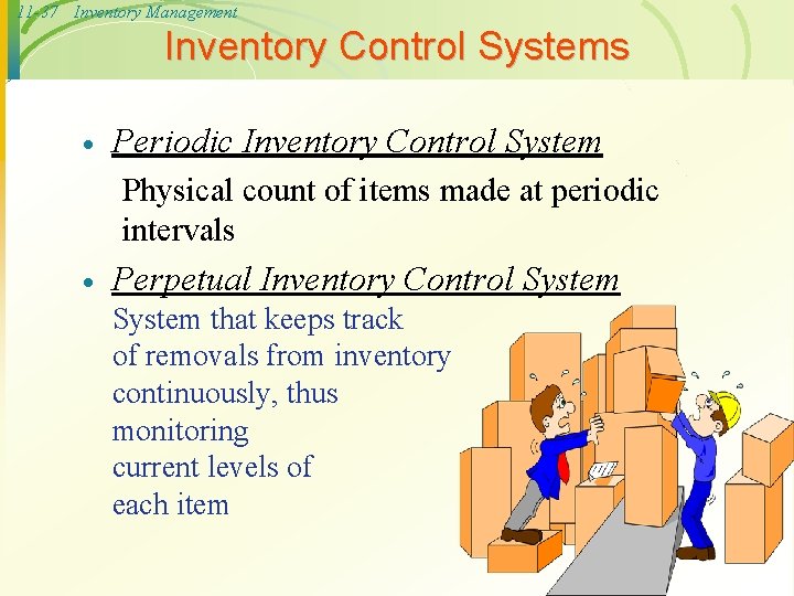 11 -37 Inventory Management Inventory Control Systems · Periodic Inventory Control System Physical count