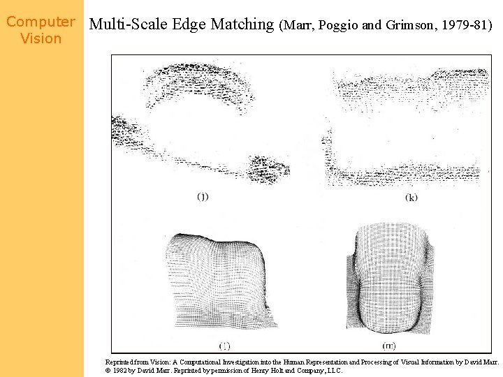 Computer Vision Multi-Scale Edge Matching (Marr, Poggio and Grimson, 1979 -81) Reprinted from Vision: