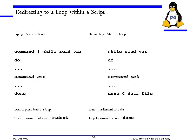 Redirecting to a Loop within a Script Piping Data to a Loop Redirecting Data