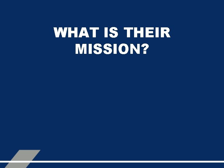 WHAT IS THEIR MISSION? 