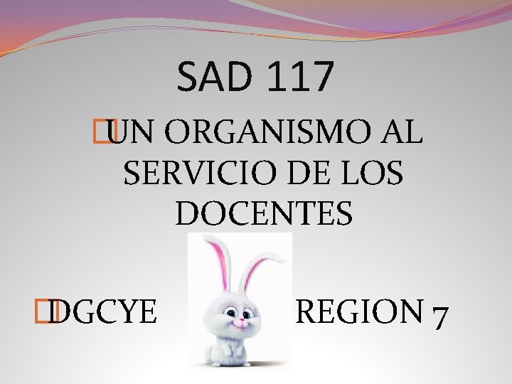 SAD 117 � UN ORGANISMO AL SERVICIO DE LOS DOCENTES � DGCYE REGION 7