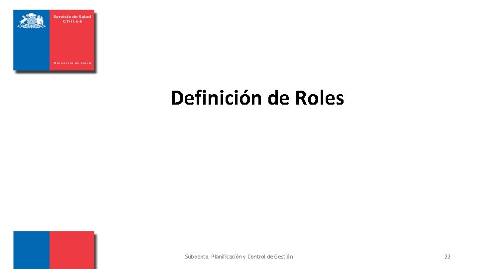 Definición de Roles Subdepto. Planificación y Control de Gestión 22 