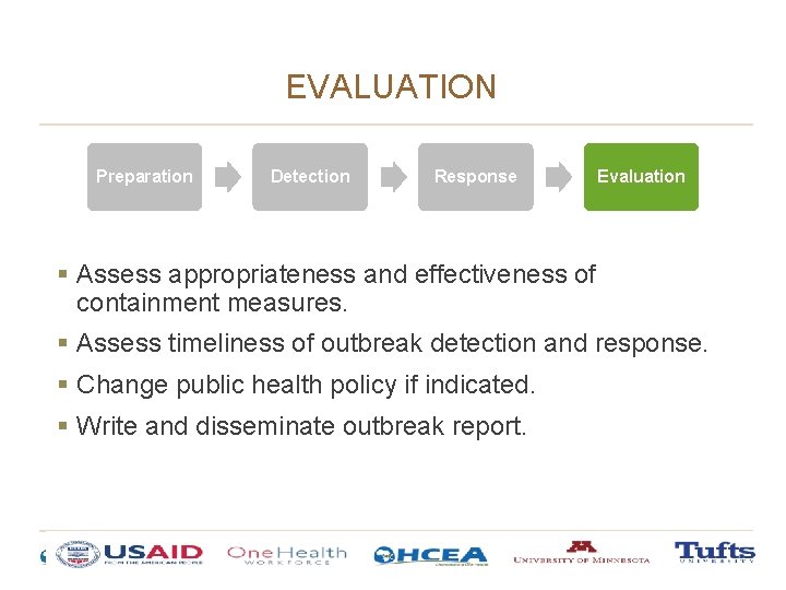 EVALUATION Preparation Detection Response Evaluation § Assess appropriateness and effectiveness of containment measures. § EVALUATION Preparation Detection Response Evaluation § Assess appropriateness and effectiveness of containment measures. §