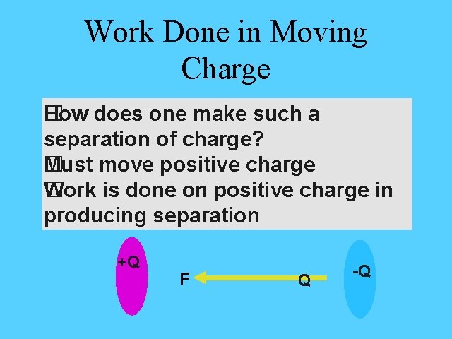 Work Done in Moving Charge �ow does one make such a H separation of