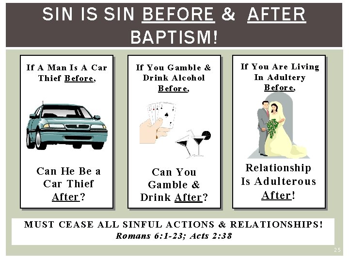 SIN IS SIN BEFORE & AFTER BAPTISM! If A Man Is A Car Thief