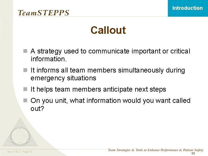 Introduction Callout n A strategy used to communicate important or critical information. n It