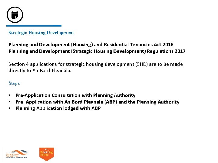 Strategic Housing Development Planning and Development (Housing) and Residential Tenancies Act 2016 Planning and Strategic Housing Development Planning and Development (Housing) and Residential Tenancies Act 2016 Planning and