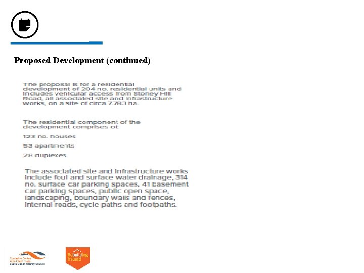 Proposed Development (continued) Proposed Development (continued)