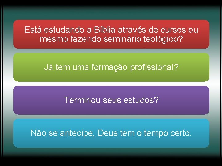 Está estudando a Bíblia através de cursos ou mesmo fazendo seminário teológico? Já tem