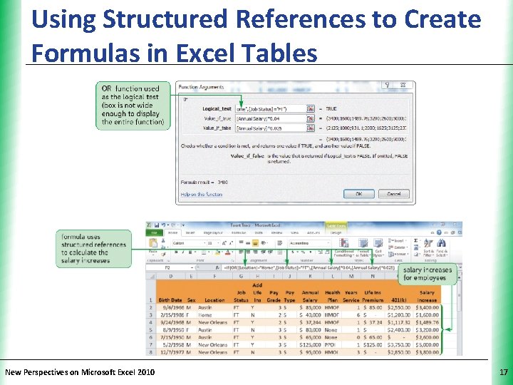 Using Structured References to Create. XP Formulas in Excel Tables New Perspectives on Microsoft